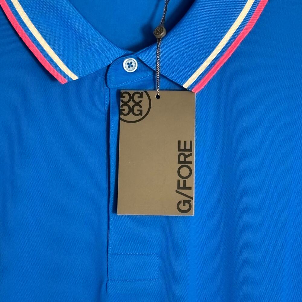 New G-Fore G/TAB Essential Tech Jersey Banded  Sleeve Polo Blue